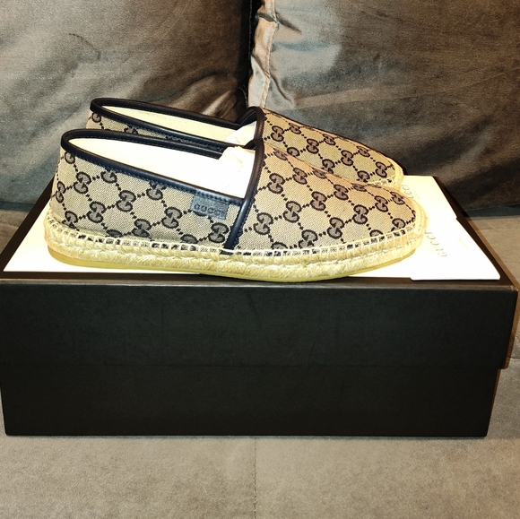 EUC GUCCI MEN'S GG CANVAS ESPADRILLES SIZE 7 - Picture 1 of 13
